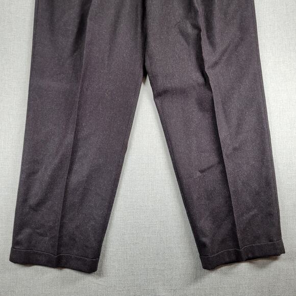Andrew Fezza Mens Work Pants Size 38/30 Brown Wool Pleated Cuffed Straight Leg - Picture 4 of 12